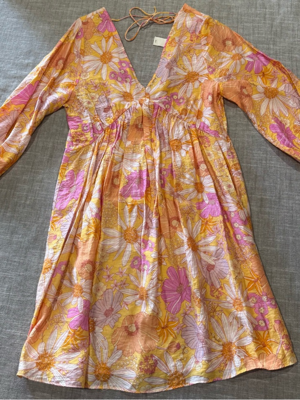 Floral V-Neck Sundress - Yellow & Pink